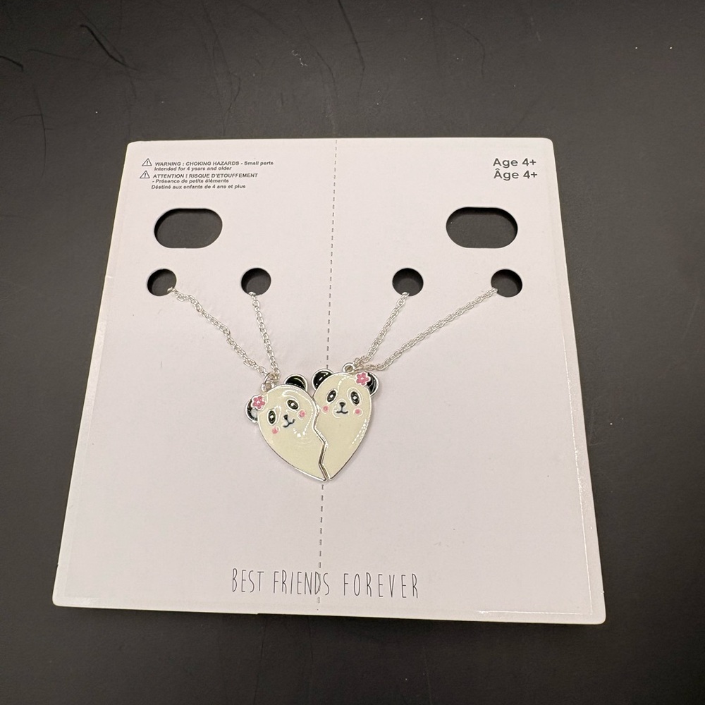 Best Friends Forever Panda Heart Necklace Set